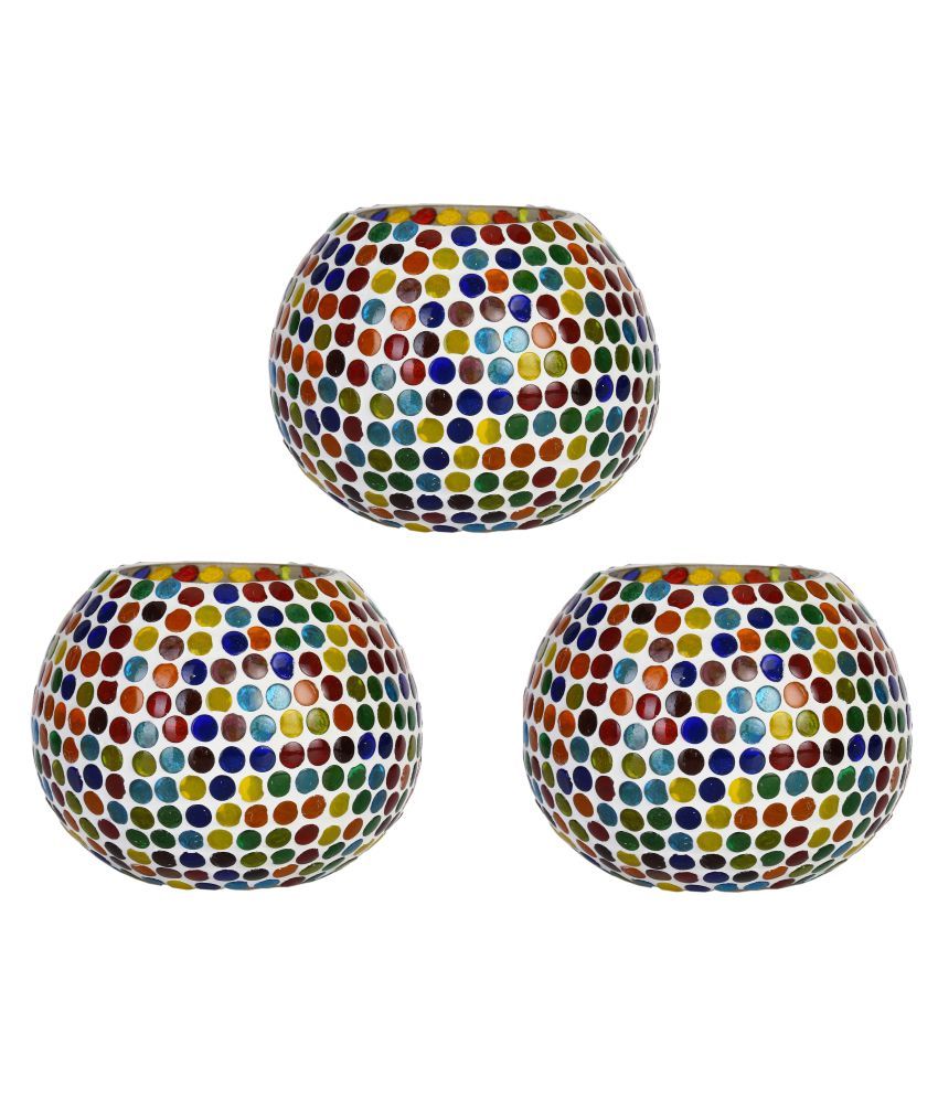     			AFAST Multicolour Table Top Glass Tea Light Holder - Pack of 3