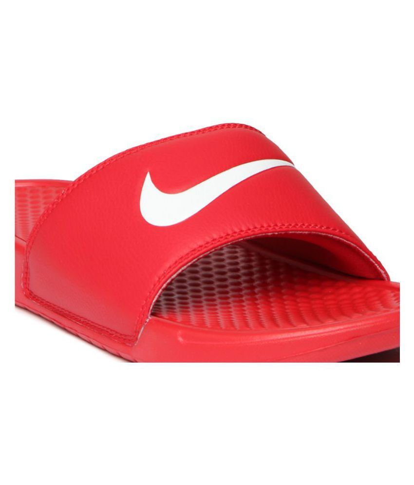 red and black nike flip flops