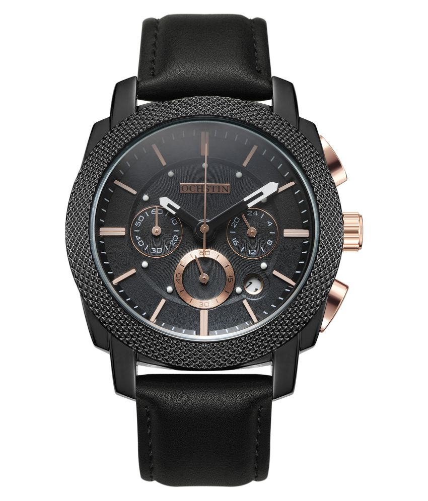 Ochstin Trendy BlackGold Leather Chronograph Men's Watch Buy Ochstin