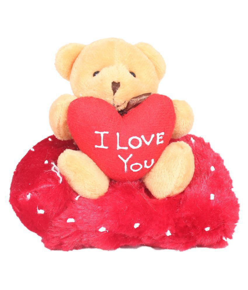     			Tickles Soft Stuffed Plush Animal Toy Sofa Teddy Special Valentine Day Gift (Color: Red and Light Brown, Size: 12 cm) (Made in India)