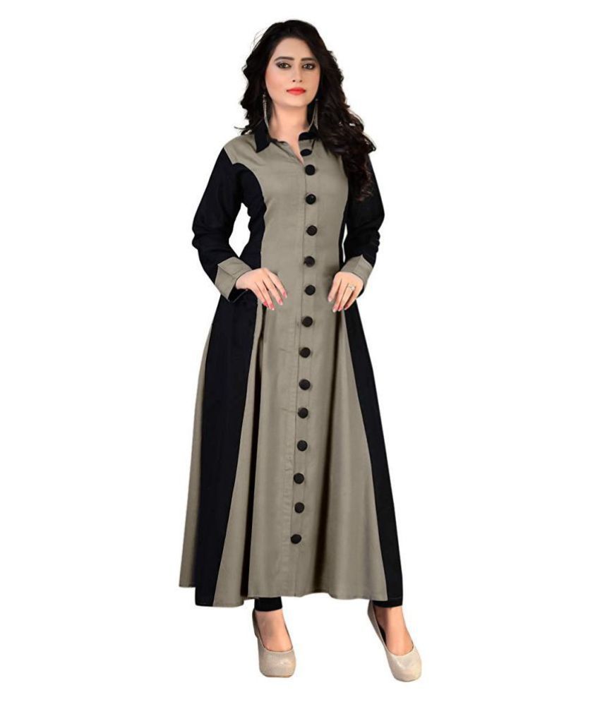 Cronzz Grey Rayon Anarkali Kurti - Buy 