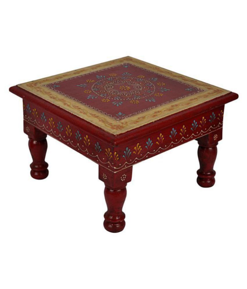 Lalhaveli Pooja Room Decorative Table Chowki Stool 9 X 9 X 5 5 Inch
