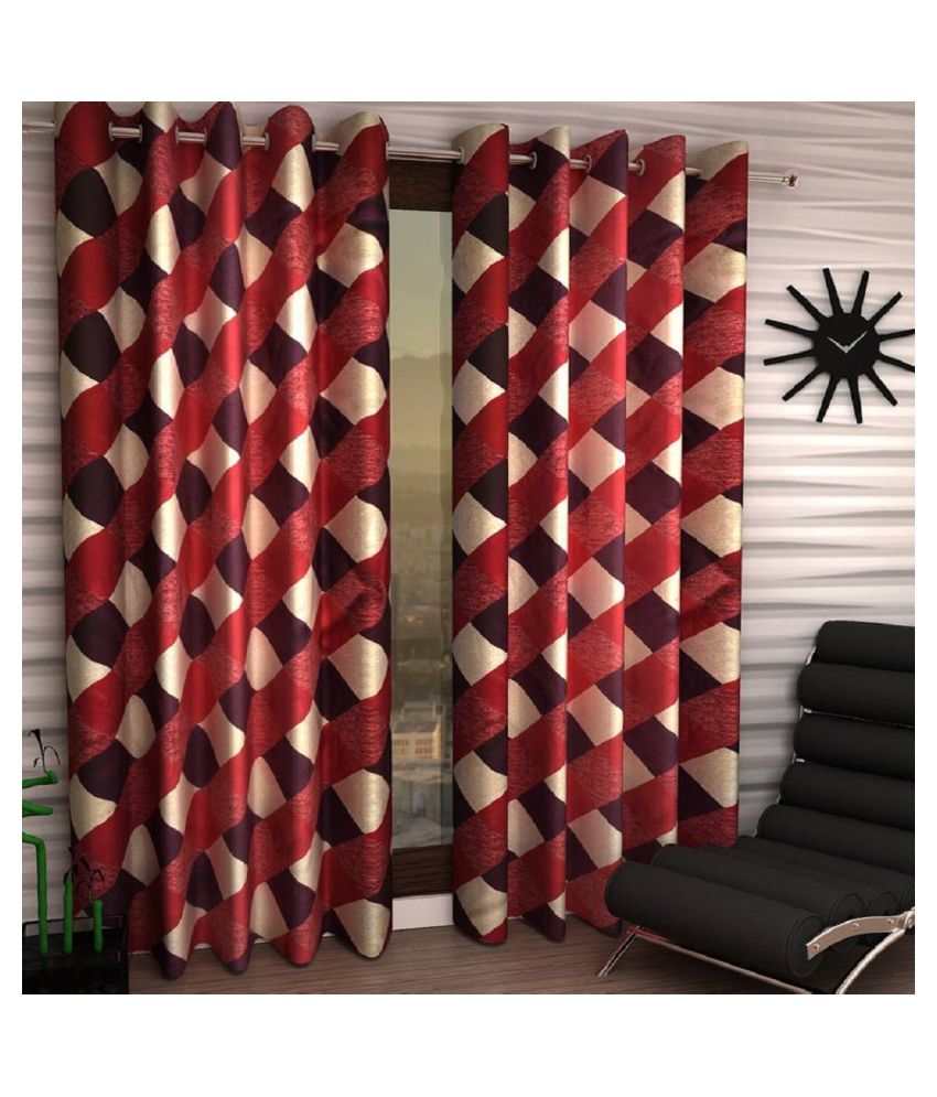     			Tanishka Fabs Semi-Transparent Curtain 5 ft ( Pack of 2 ) - Red