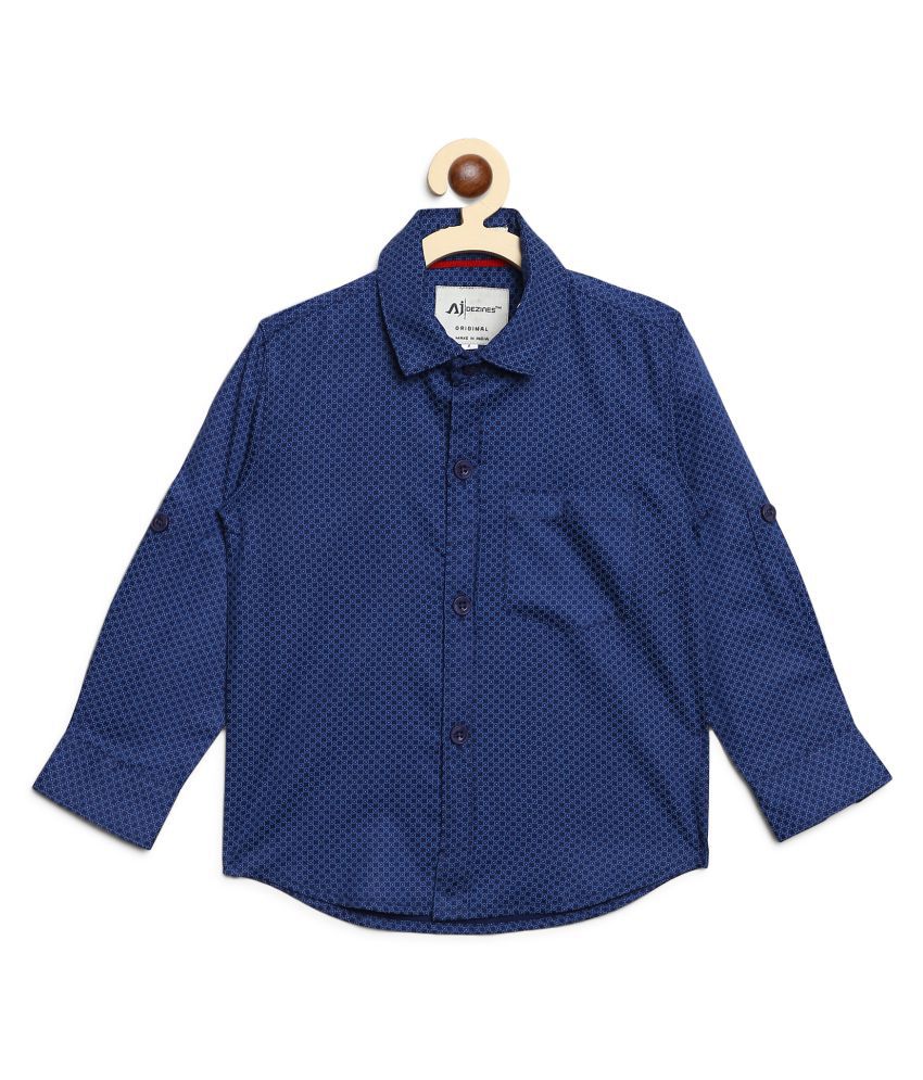     			AJ Dezines Kids Party Wear Blue Color Printed Shirt For Boys