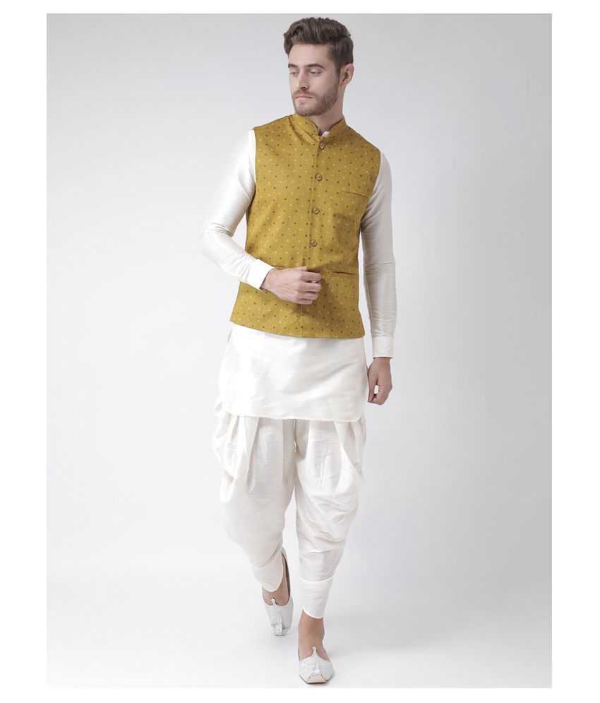     			Deyann Yellow Linen Kurta Pyjama Set