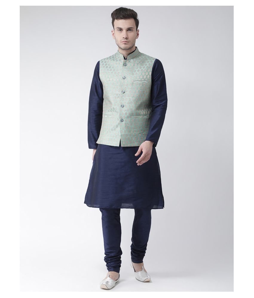     			Deyann Sky Blue Silk Kurta Pyjama Set