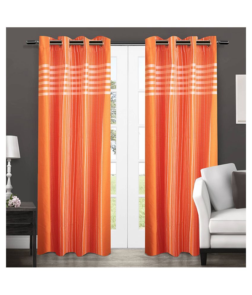 Dhrohar Single Door Eyelet Cotton Curtains Orange Buy Dhrohar
