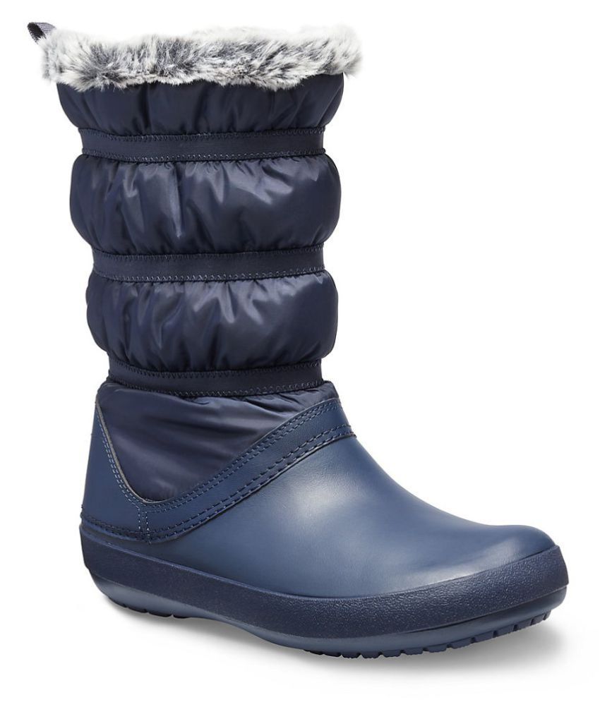 navy blue crocs with fur