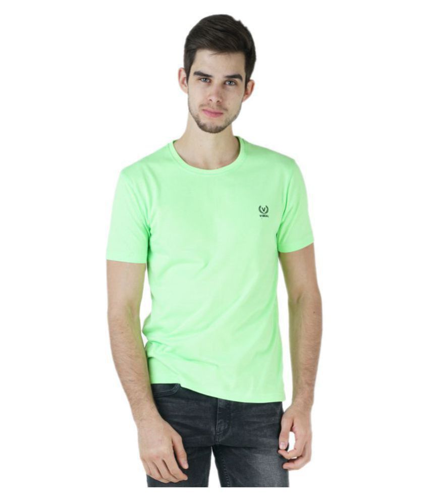     			Vimal Jonney Cotton Blend Green Solids T-Shirt