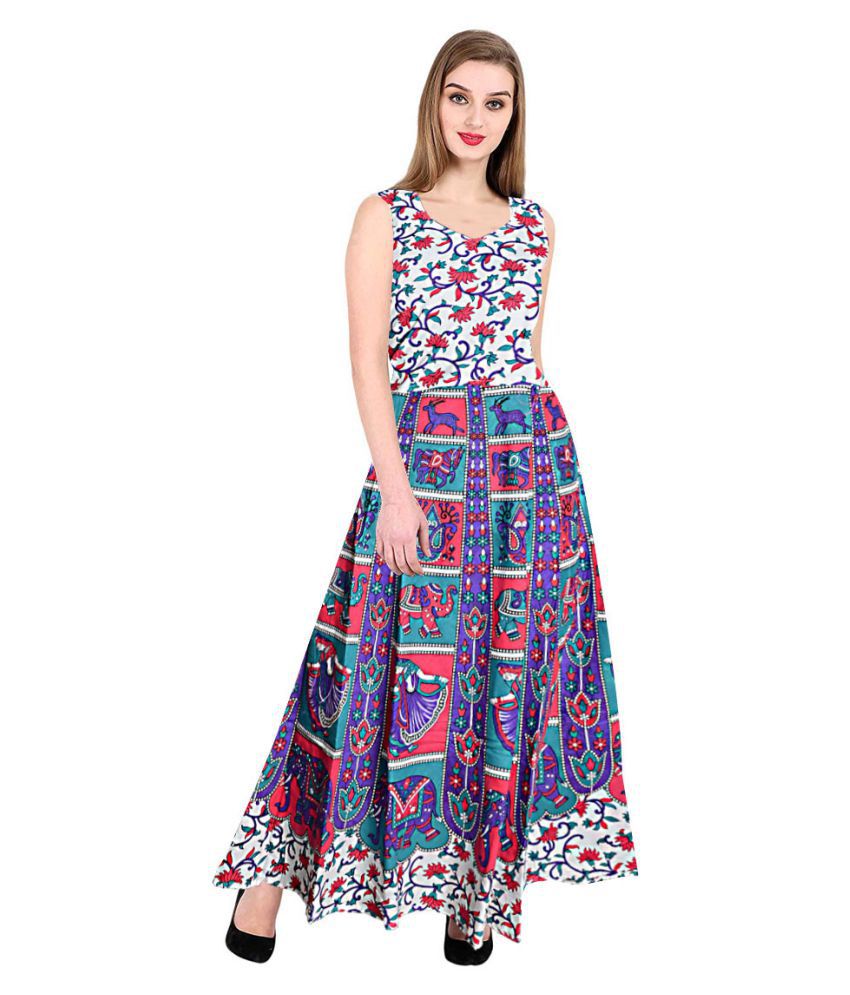 Trendy Fab Cotton Multi Color Fit And Flare Dress - Buy Trendy Fab ...