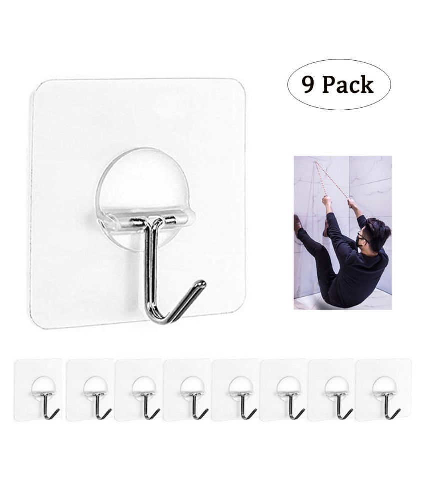     			9PC Strong Transparent Suction Cup Sucker Wall Hooks Hanger For Kitchen Bathroom