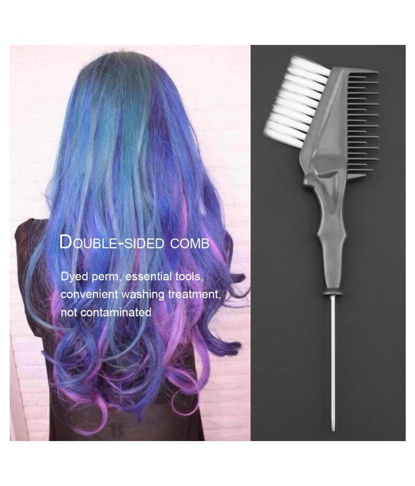 Double Use Metal Tail Tip Hair Dye Comb Brush Salon Hairdress