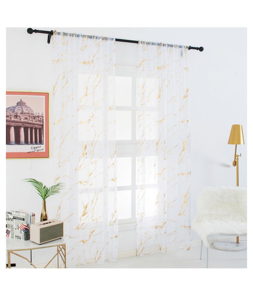 Cocoshope Curtains Sheer Curtains Marble Print Window Screen