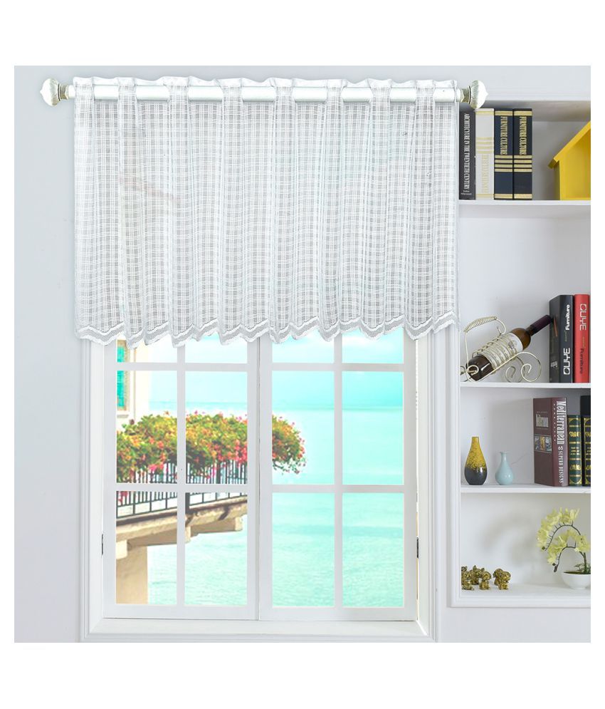Cocoshope Curtains Valance Grid Style Short Sheer Curtains Rod