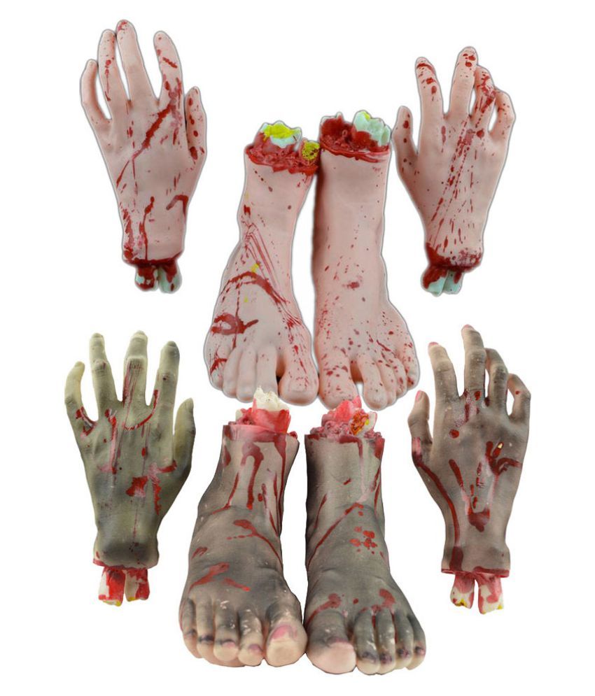 Halloween Scary Decor Fake Bloody Body Part Props Severed Foot Legs Hand Fingers 