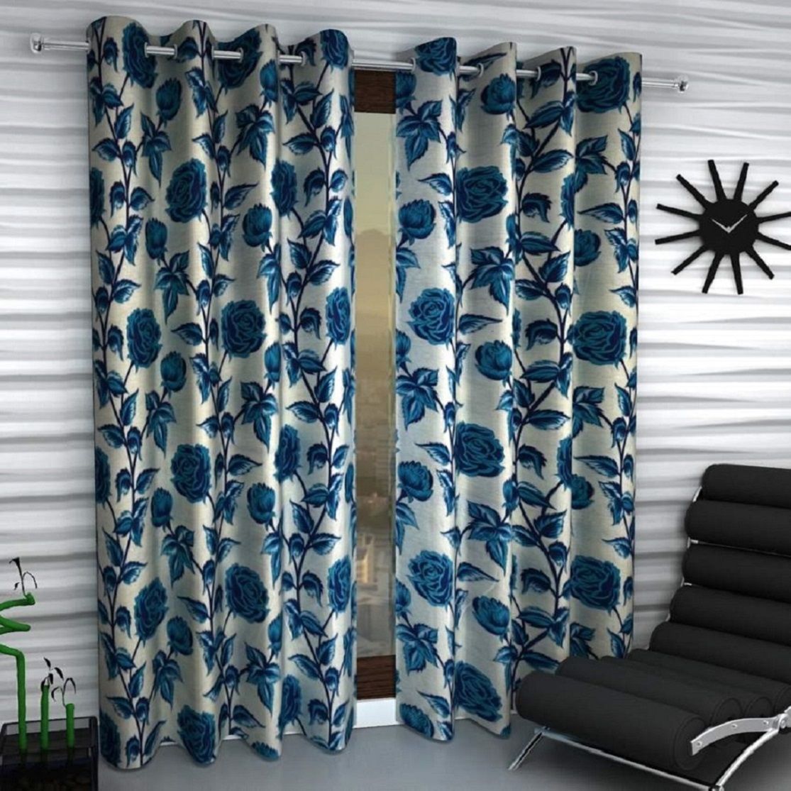     			Tanishka Fabs Semi-Transparent Curtain 5 ft ( Pack of 2 ) - Blue