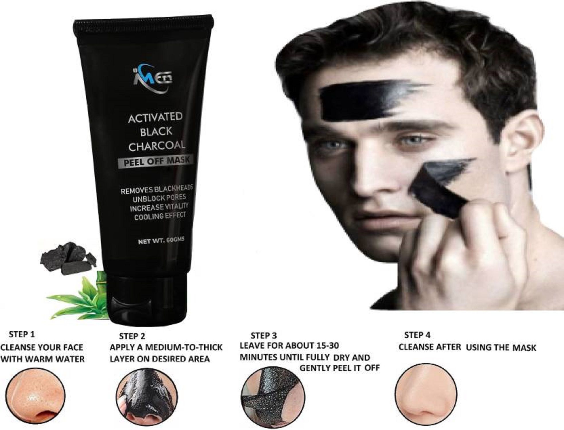 IMEN Charcoal Blackhead Remover Deep Cleansing Face Peel Masks Instant Glow 60 gm Buy IMEN