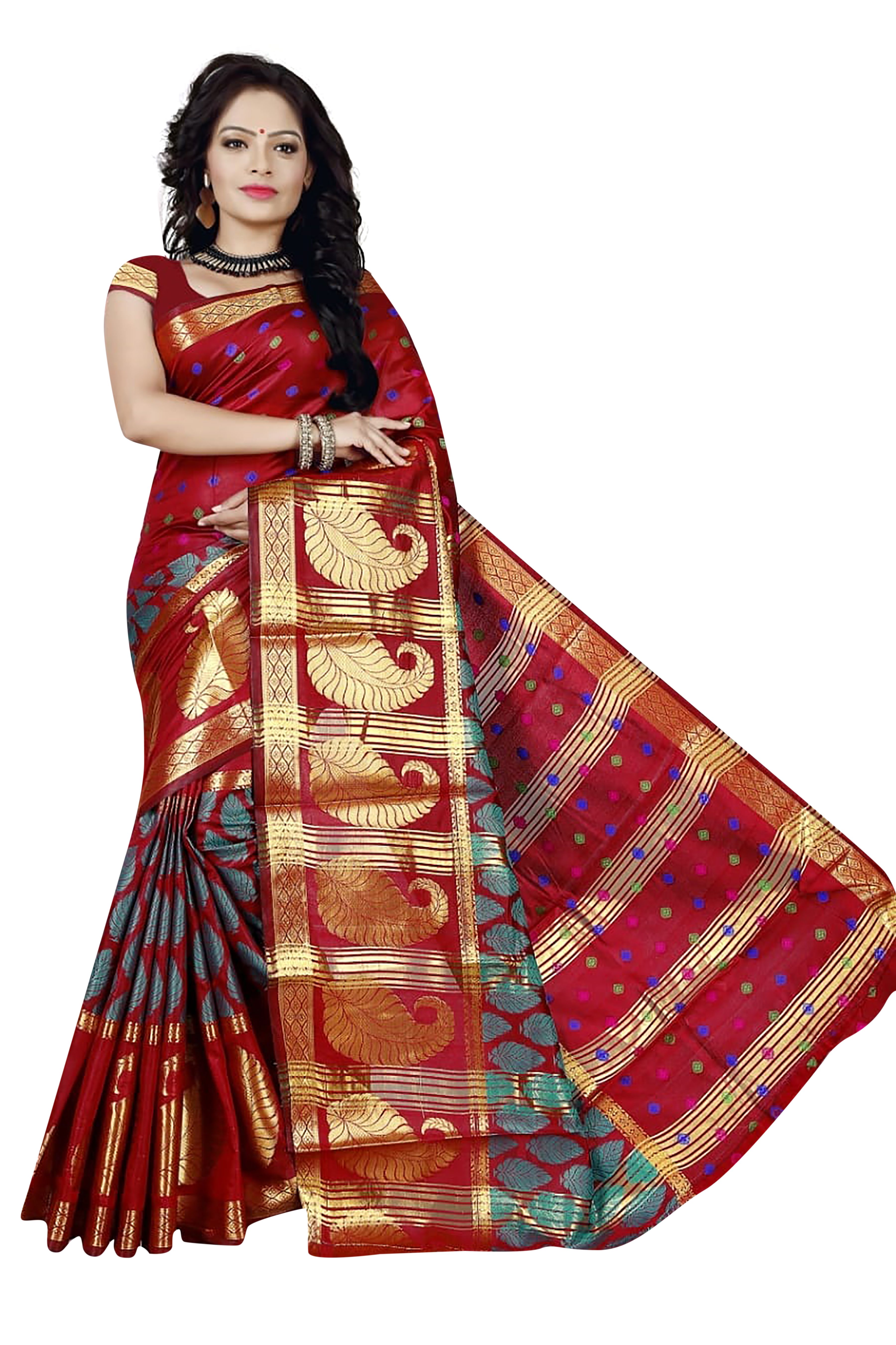 maroon cotton silk saree