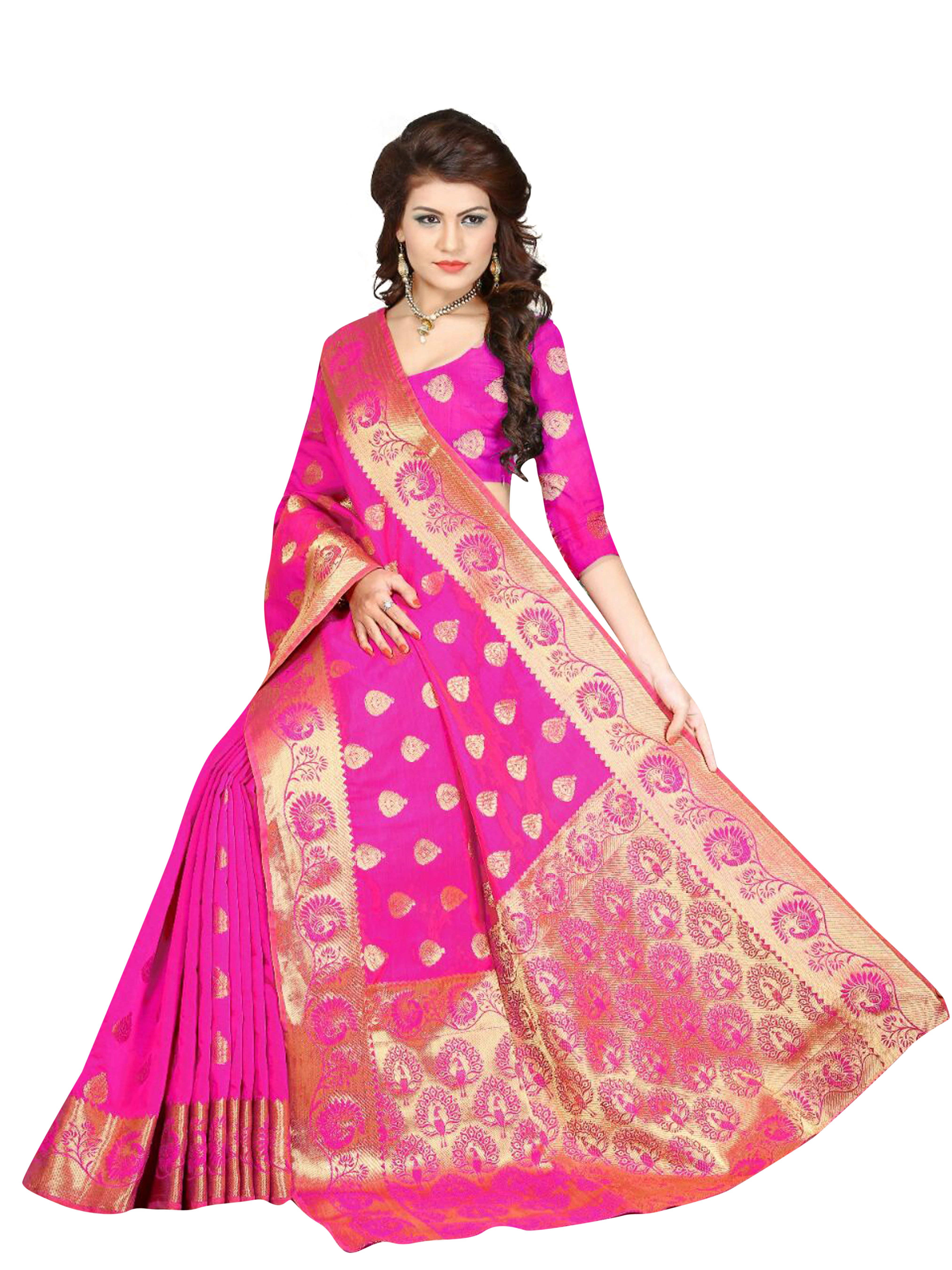 hot pink banarasi saree