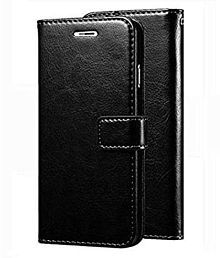 Oppo A7 Flip Cover by KOVADO - Black Original Vintage Look Leather Wallet Case