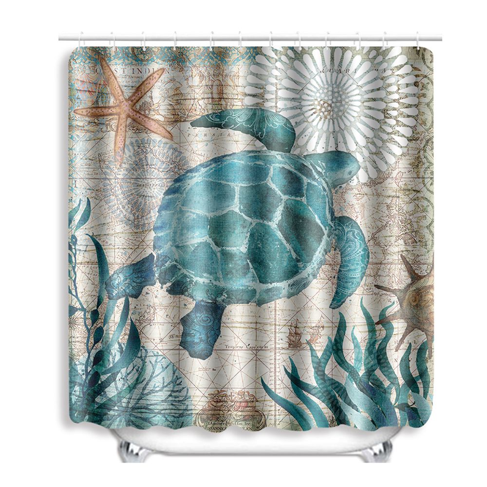 Cocoshope Shower Curtains Turtles Printed Pattern Bathroom Shower