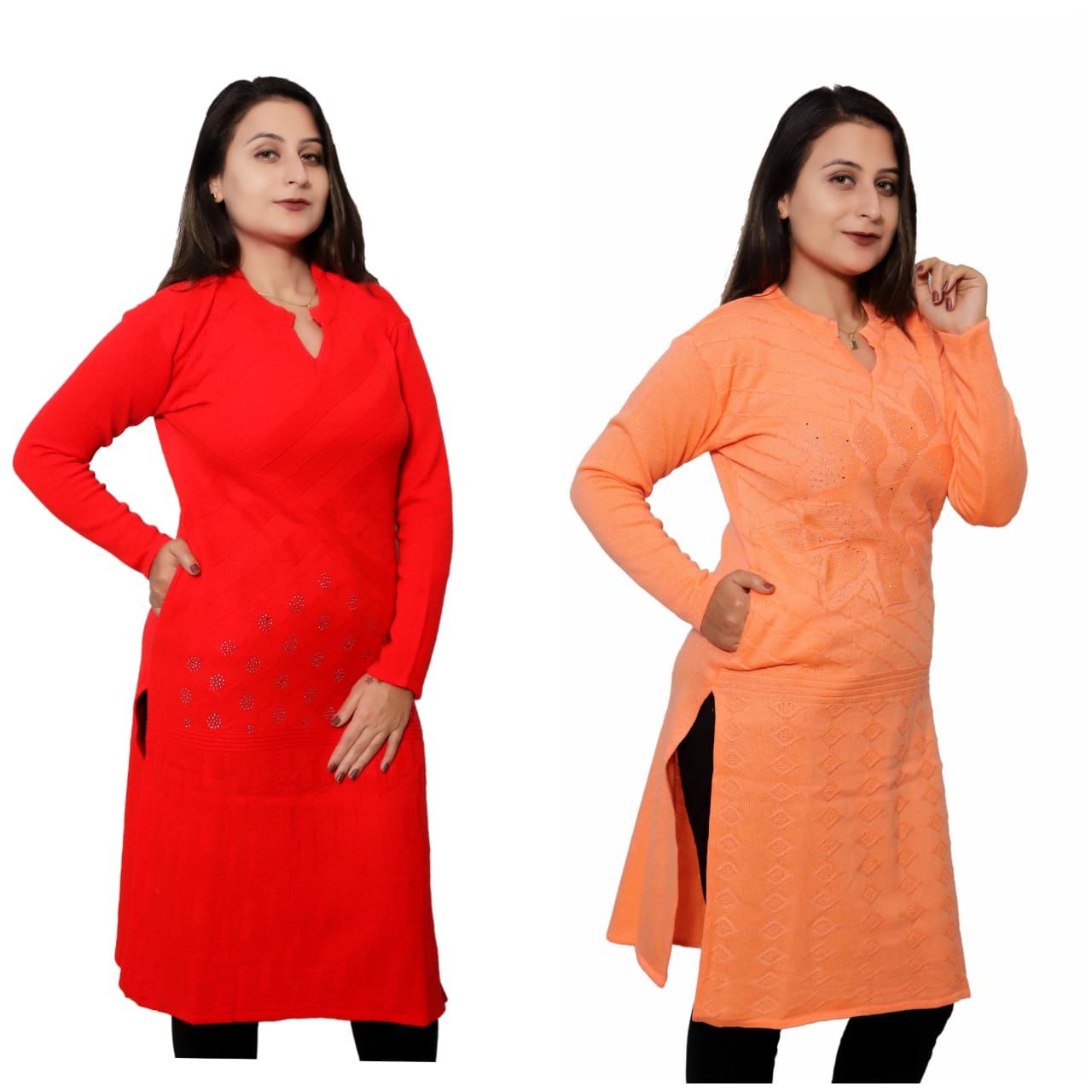     			Japroz - Multicolor Woollen Women's Straight Kurti ( Pack of 2 )