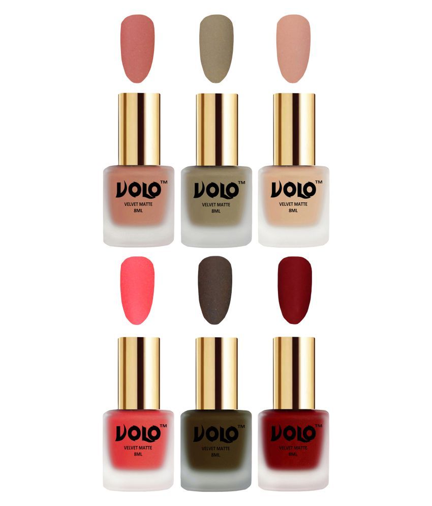     			VOLO Velvet Dull Matte Posh Shades Nail Polish Multi Pack of 6 48 mL