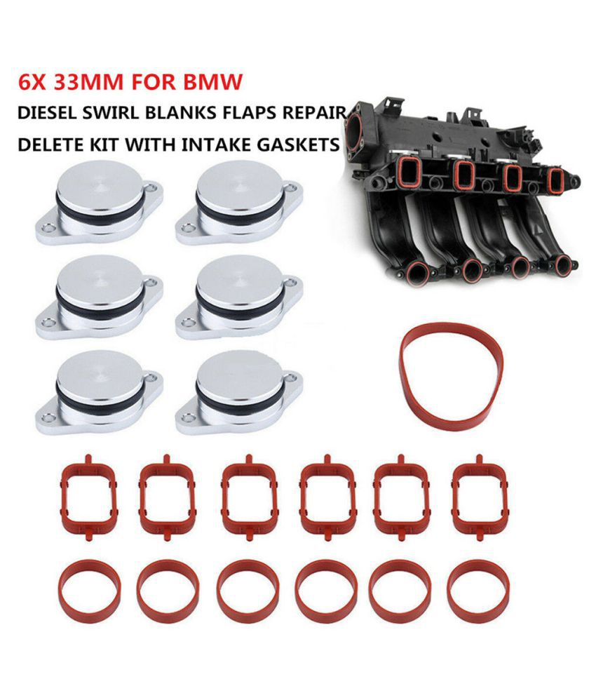 Diesel Swirl Flap Blanks Replacement Bungs with Intake Manifold Gaskets 4x 33mm 
