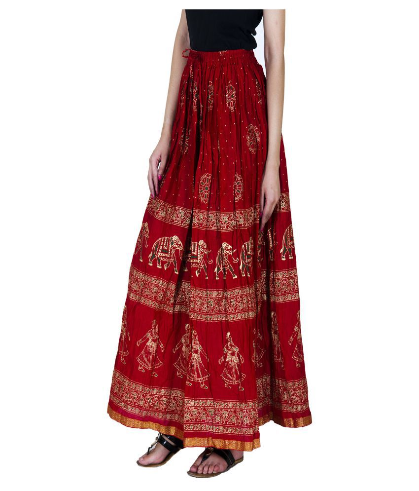 Buy Ooltah Chashma Cotton Straight Skirt - Red Online at Best Prices in ...