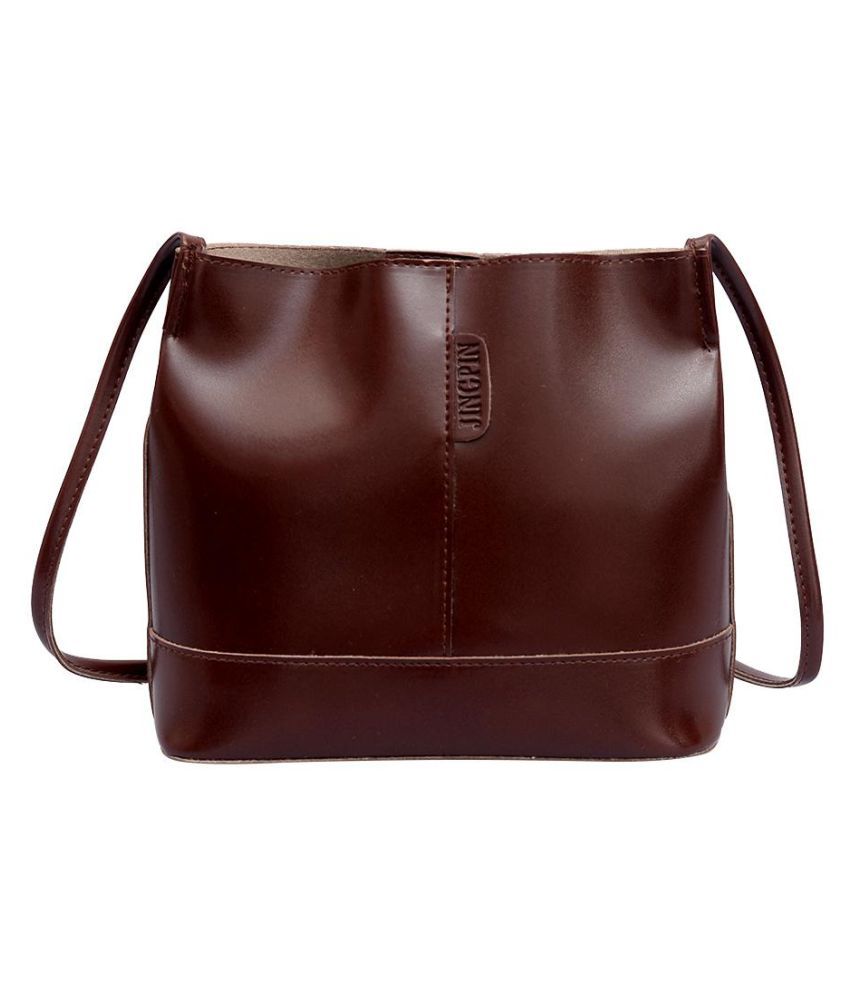 dark brown bucket bag