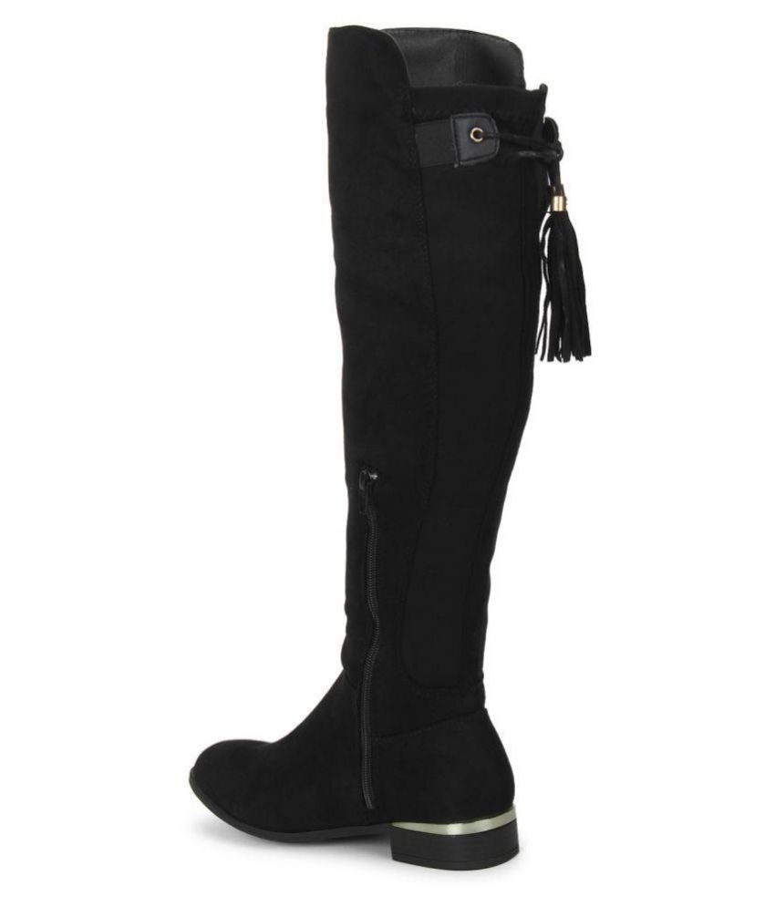 truffle collection heeled knee high boots in black