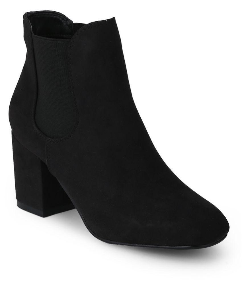 truffle collection chunky chelsea heeled ankle boots in black