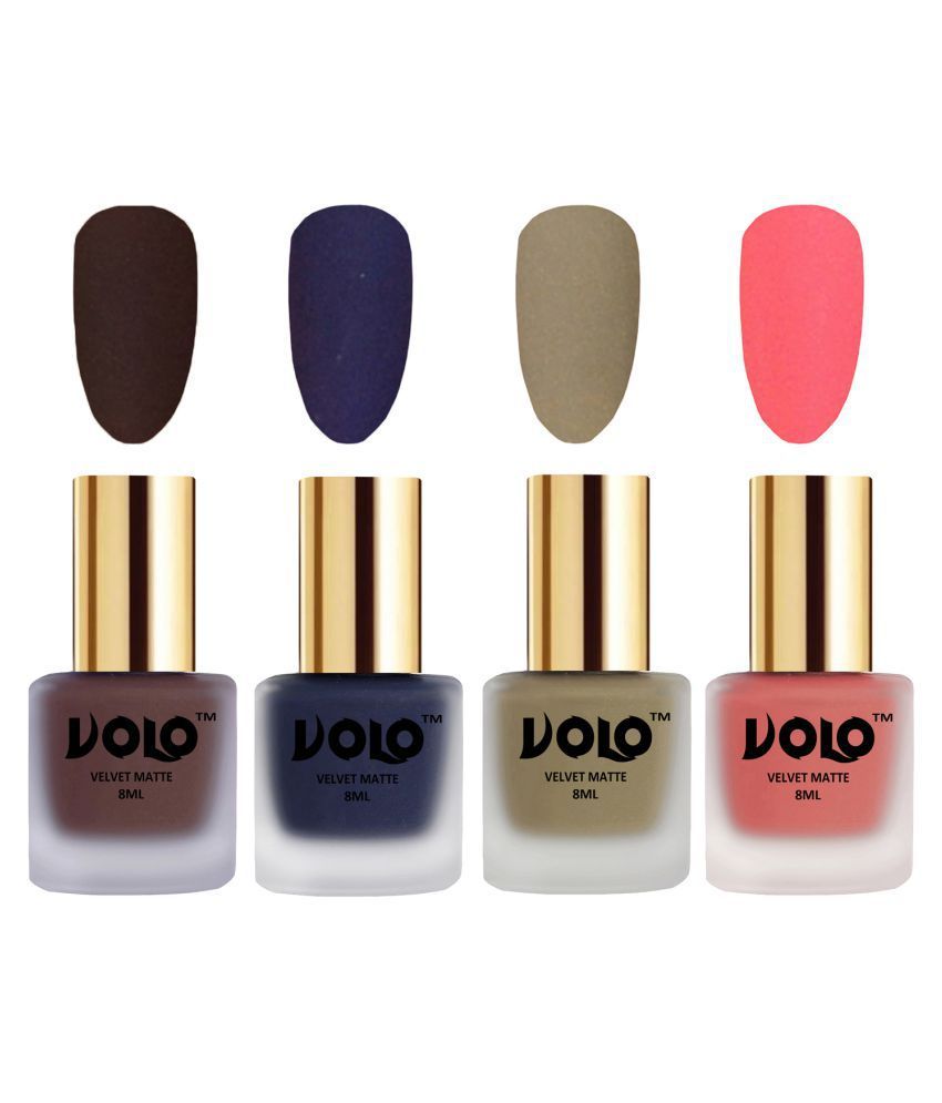     			VOLO Velvet Dull Matte Posh Shades Nail Polish Multi Matte Pack of 4 32 mL