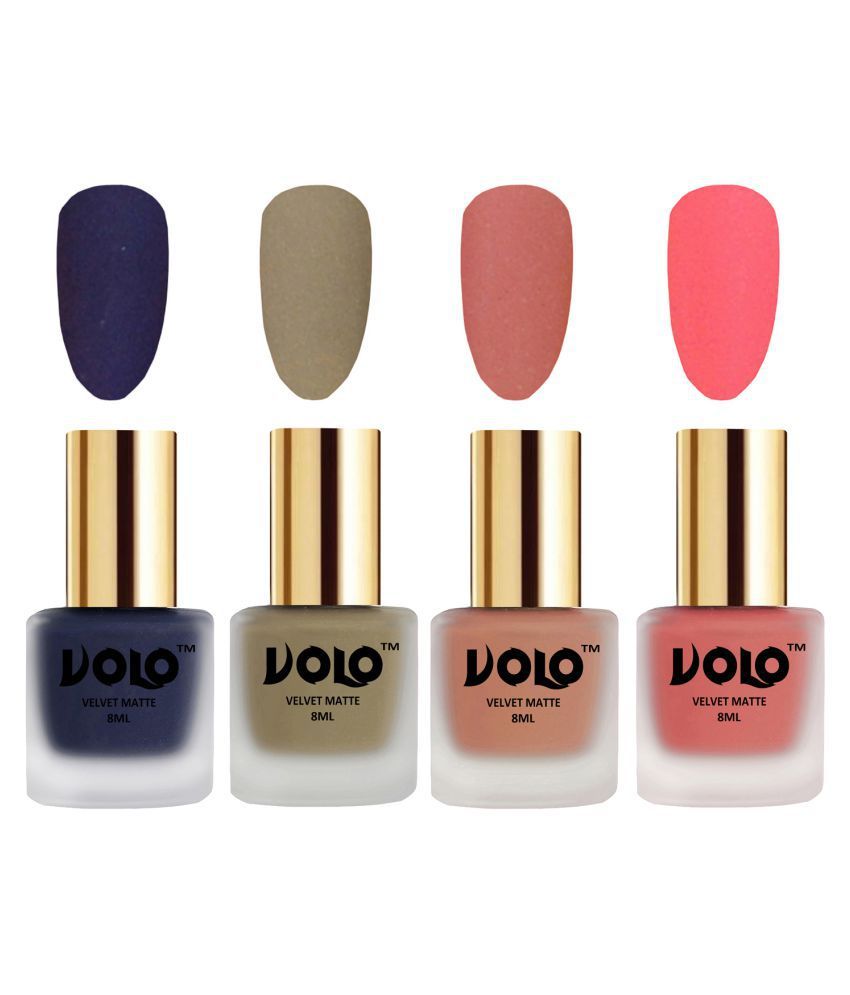     			VOLO Velvet Dull Matte Posh Shades Nail Polish Multi Matte Pack of 4 32 mL