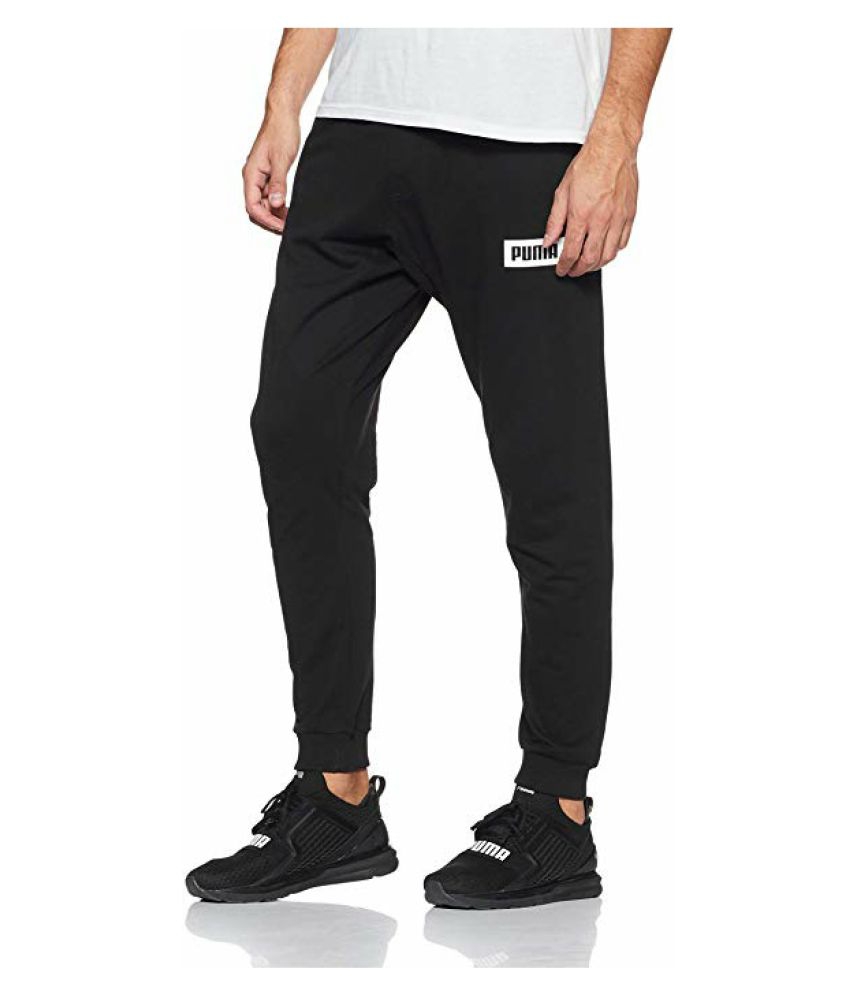 puma black polyester trackpants