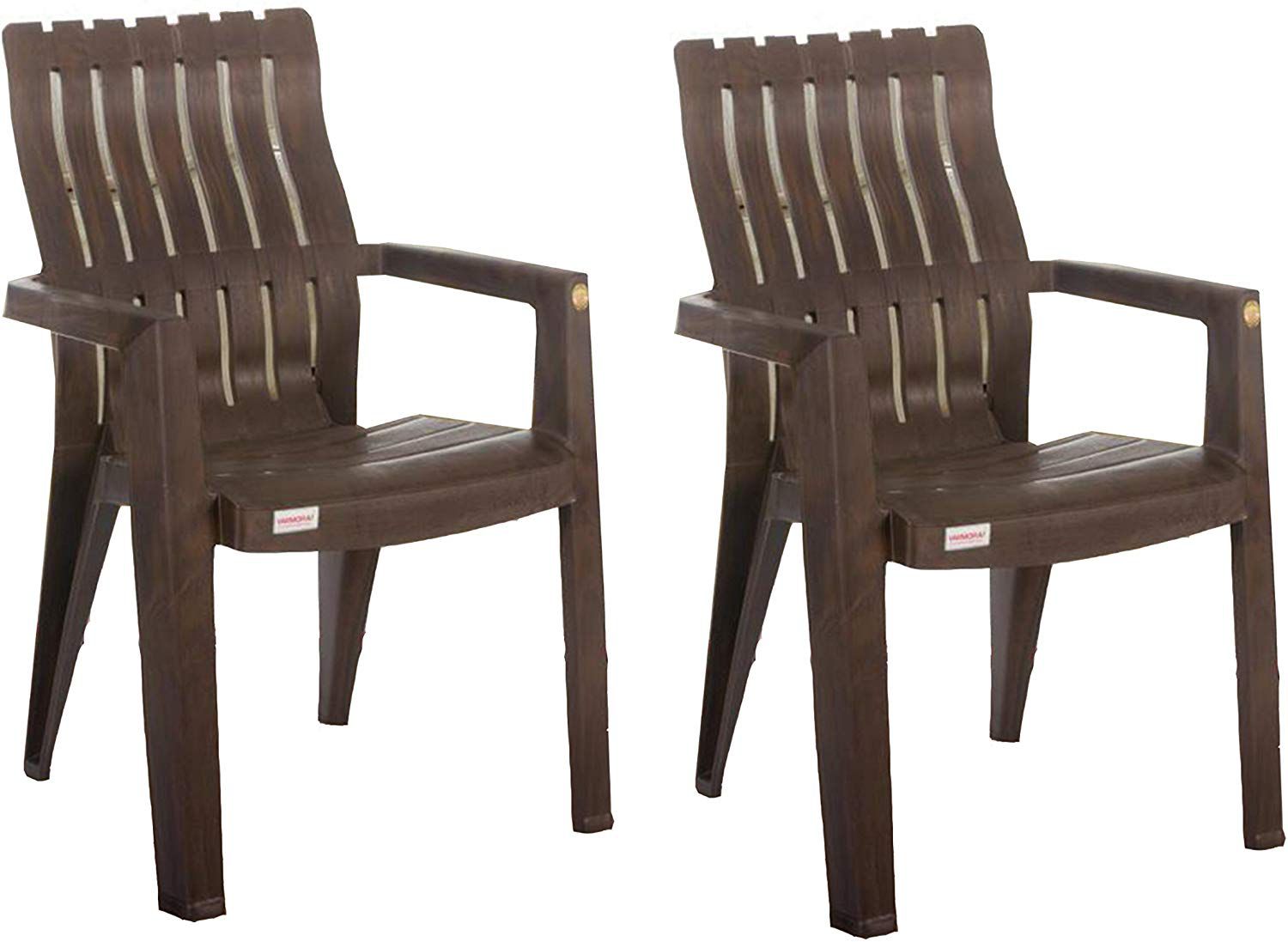 NEELGAGAN Back Support Chair (Wood Colour)- Set of 2 - Buy NEELGAGAN