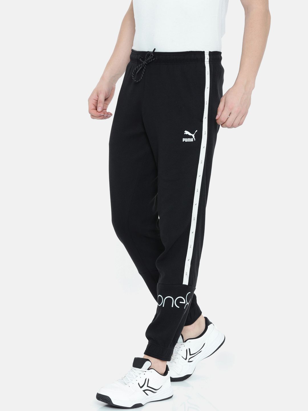 puma black polyester lycra joggers