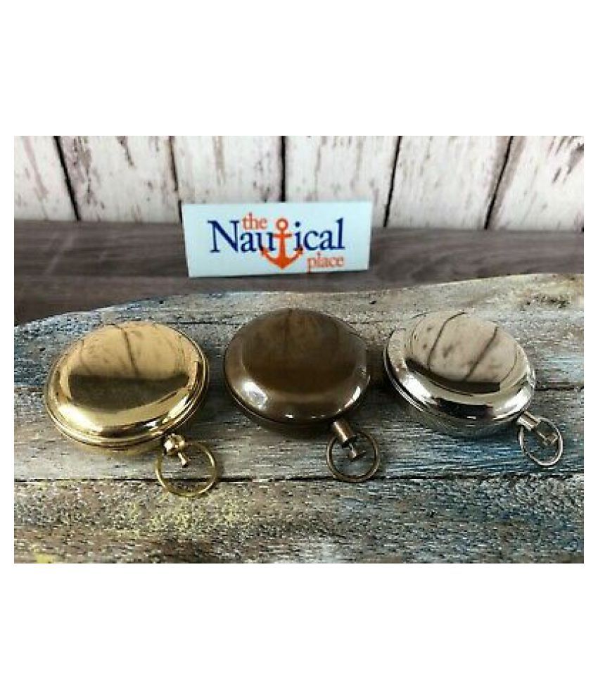 Old Vintage Nautical Pocket Necklace Antique Finish Brass Dalvey Style Compass 