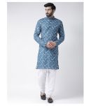 Hangup Blue Cotton Kurta Pyjama Set