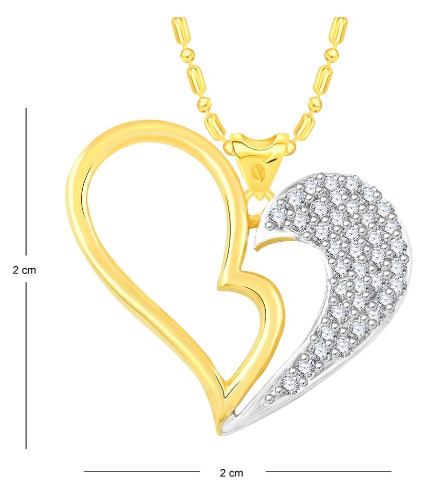 VK Jewels Love Heart Gold and Rhodium Plated Alloy CZ American Diamond ...