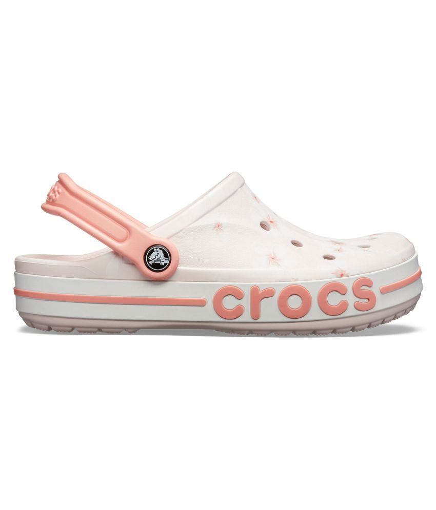 pink crocs with palm trees