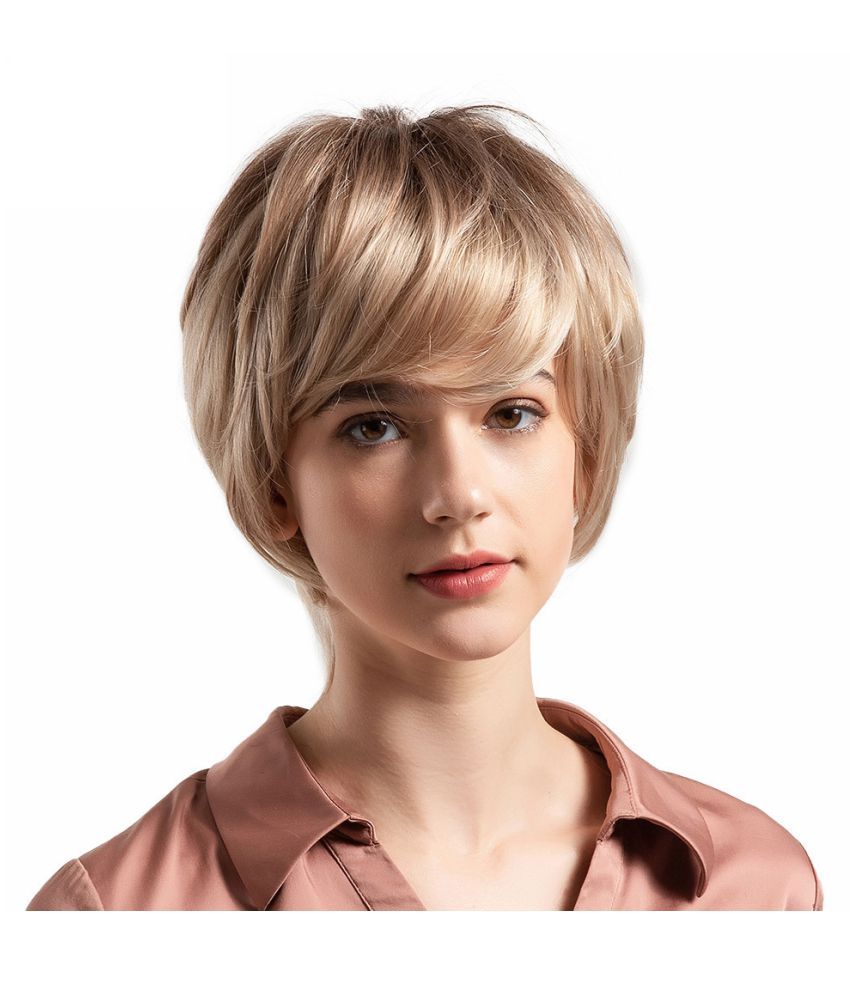 Synthetic Short Straight 50 Natural Hair Wig For Women Cosplay