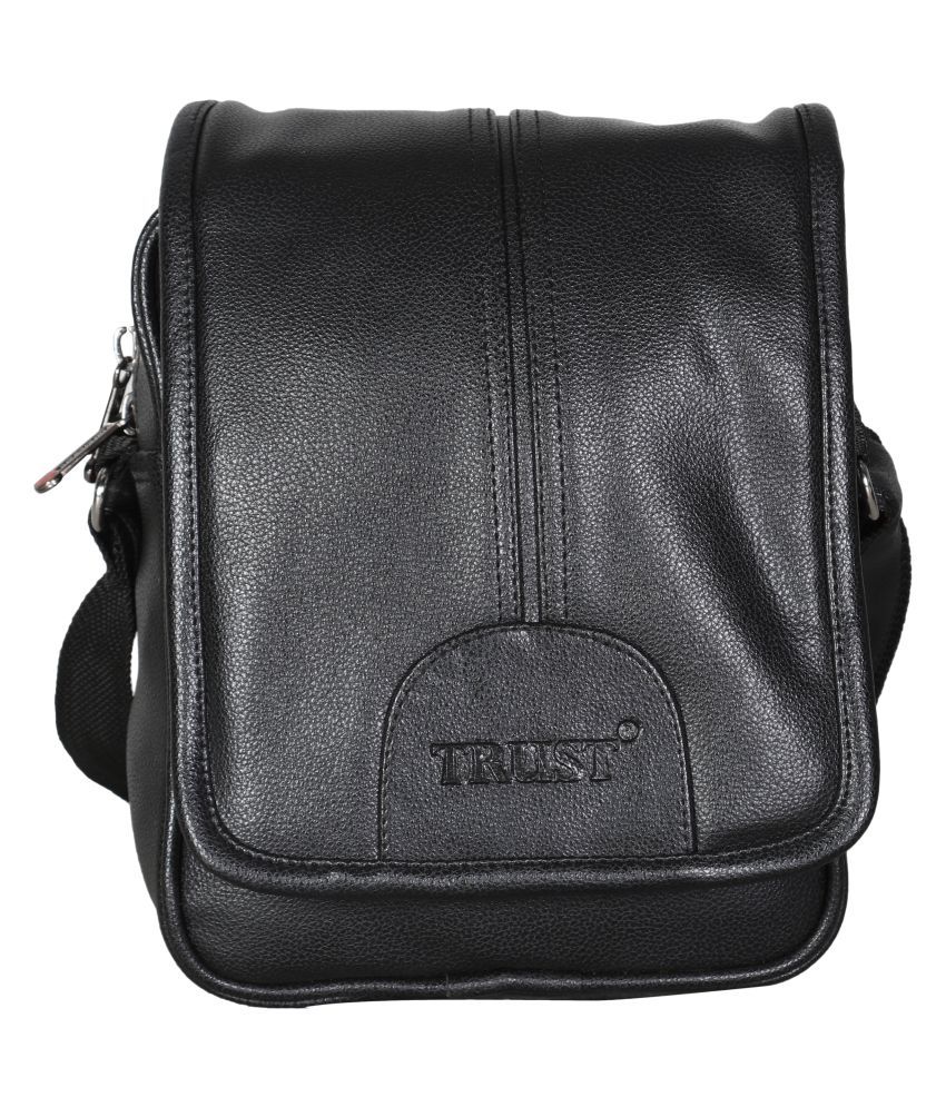     			Trust Black P.U. Casual Messenger Bag