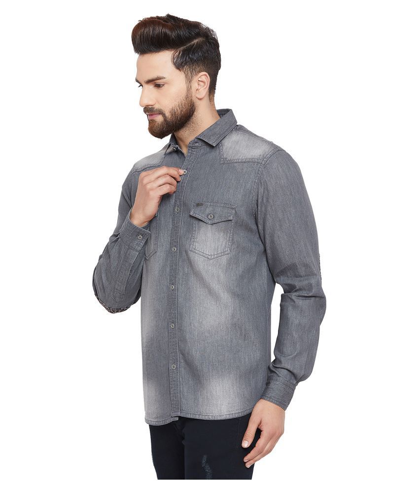 grey denim shirt combination