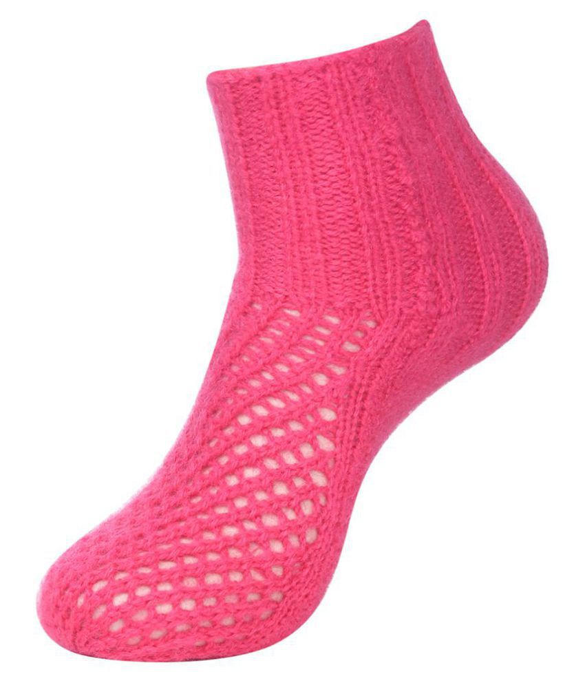     			KC Store Women's Pink Handmade Woolen Net Design Socks For Winters