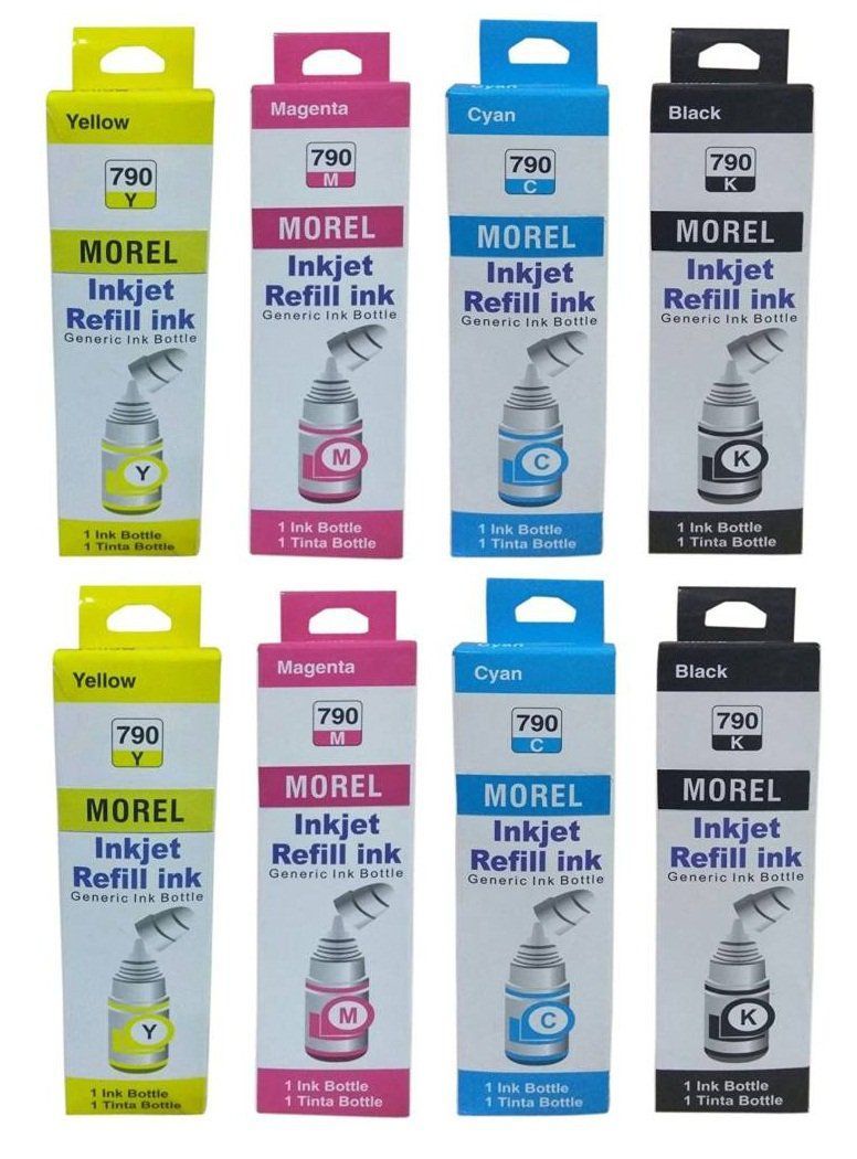 Morel INK Multicolor Pack of 8 Ink bottle for Canon G1000, G2000, G3000, G4000 Inkjet Printer Color Cyan Majenta Yellow Black Set 2