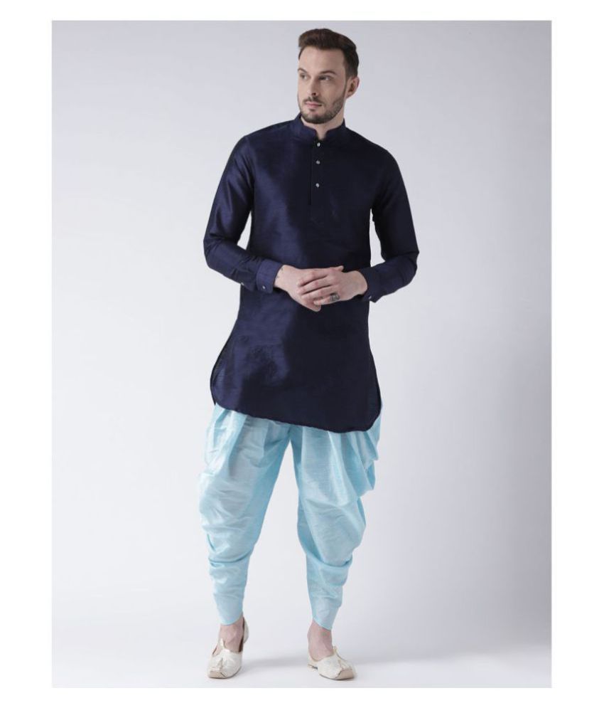     			Deyann Blue Silk Blend Kurta Pyjama Set