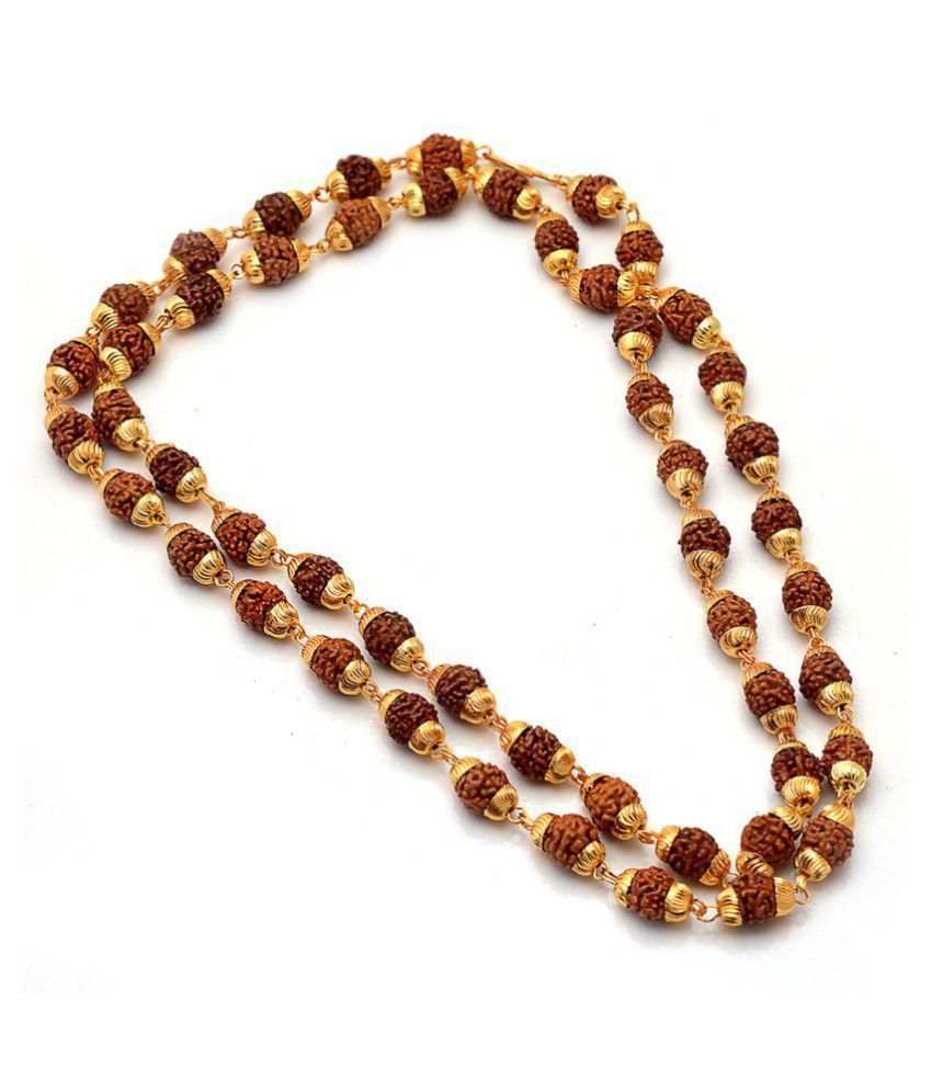     			Rudraksha mala chain punch mukhi 50 beads fine gold plated religious healthcare mala