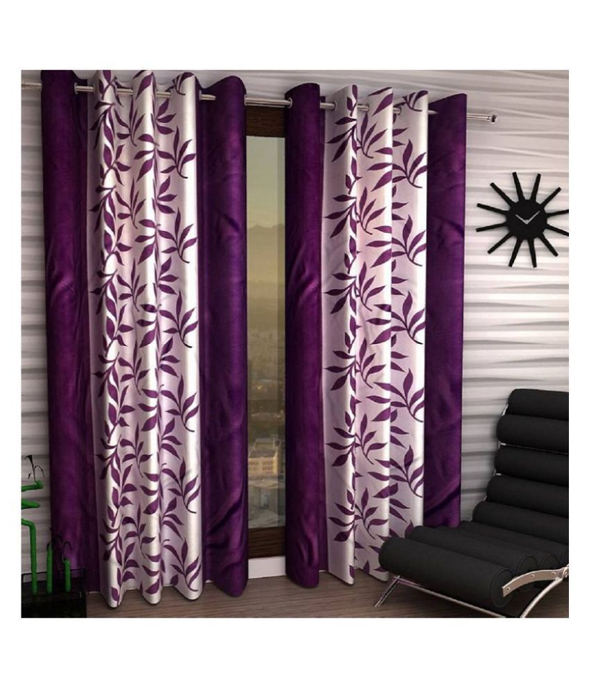     			Tanishka Fabs Semi-Transparent Curtain 7 ft ( Pack of 2 ) - Purple