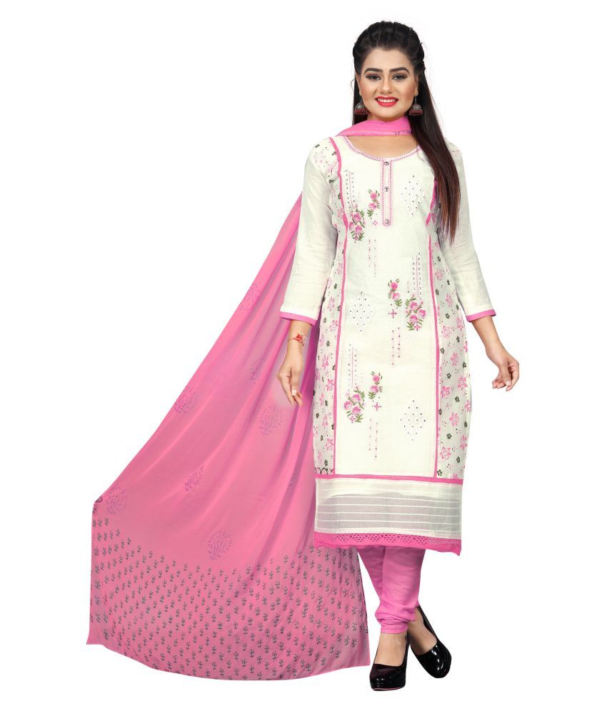 Salwar Studio White Cotton Dress Material Buy Salwar Studio White